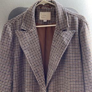 Target- A new day trench coat/ long line overcoat, black and brown houndstooth